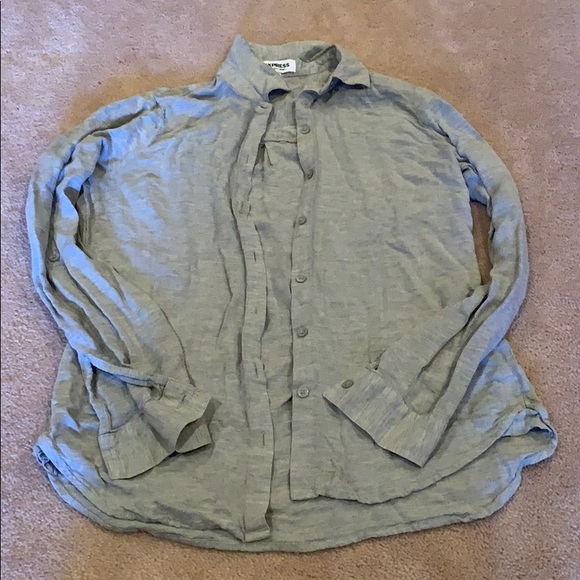 Express Grey Button down Blouse - Picture 2 of 5